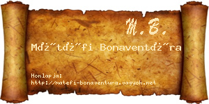 Mátéfi Bonaventúra névjegykártya